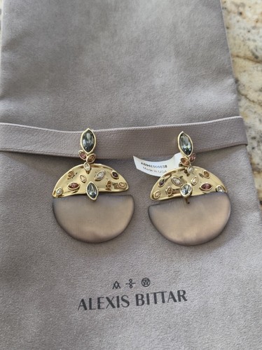 100% Authentic Alexis Bittar Navette Crystal & Lucite Clip On Earrings $345 - Picture 4 of 11