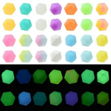 50Pcs Luminous Hexagon Silicone Beads Glow inthe Dark Silicone Beads Mixed color