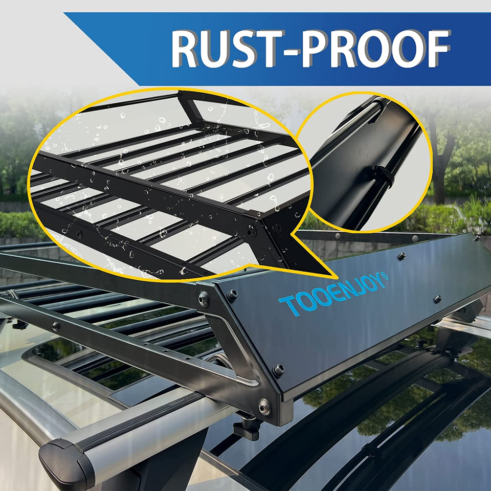 TOOENJOY Roof Rack Cargo Basket, 43’’X 35’’X 4.7’’, AntiRust Rooftop