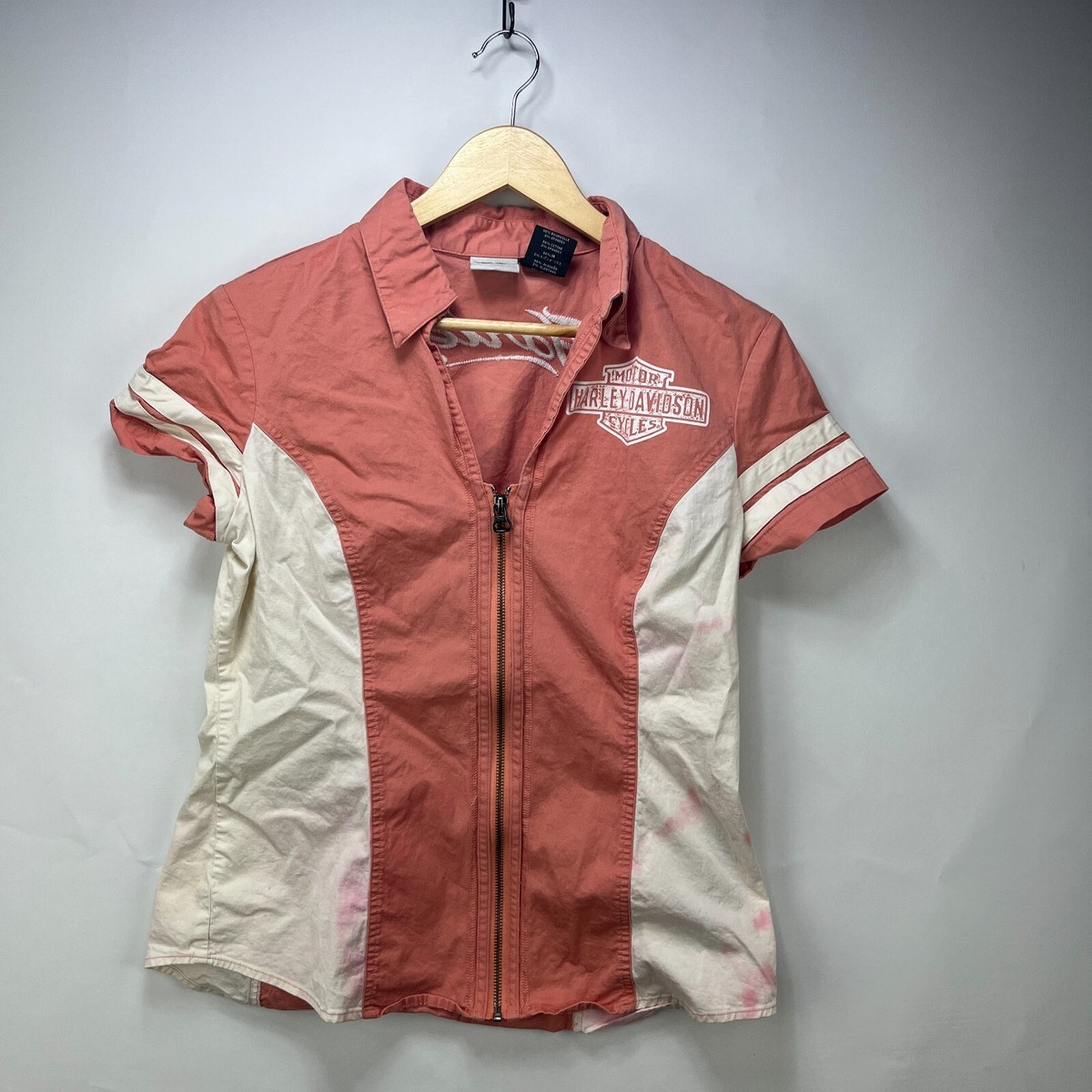 Vintage y2K Harley Davidson Women's zip up Short Sleeve