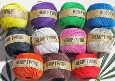 Hemp cord -genuine  hemp twine, string all colours 130 Metre (430 ft) spool x1mm