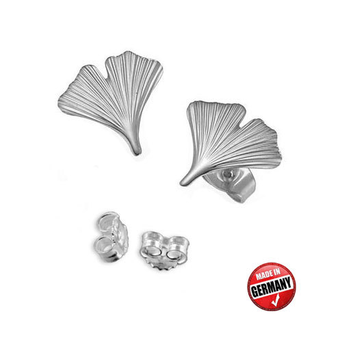 Ohrringe/Ohrstecker Ginkgoblatt-925er Sterling Silber-Made in Germany- NEU - Bild 1 von 2