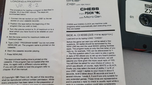 Chess by Psion Sinclair ZX81 Games S3 - Photo 5/11