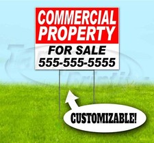 COMMERCIAL PROPERTY FOR SALE CUSTOM 18x24 Yard Sign WITH STAKE Bandit REALTY