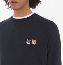MAISON KITSUNE DOUBLE FOX PATCH CLASSIC SWEATSHIRT ANTHRACITE SIZE L "NWT"