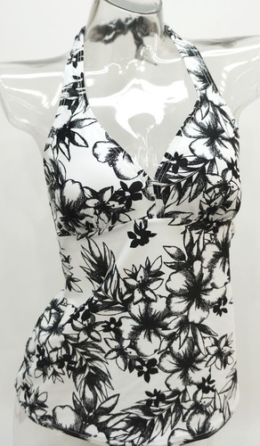 Croft & Barrow Tropical Floral Bust Enhancer Halter Tankini Top Swimwear 6,8