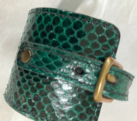 Paul Seville at Agent Provocateur emerald snake CUFF bracelet snakeskin leather