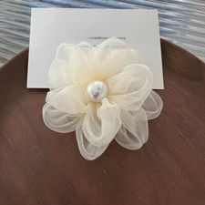 5X Fairy Chiffon Mesh Beaded Flower Appliques Headwear DIY Accessory Patch Decor