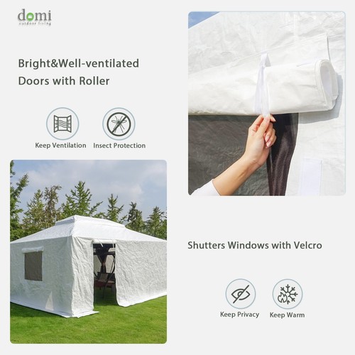 Domi 12'x14' Universal Winter Gazebo Cover w/Sidewalls and Mesh Windows(White) - Picture 5 of 7