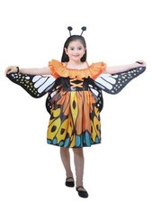Girls Little Orange Butterfly Halloween Costume Dress Wings Headband