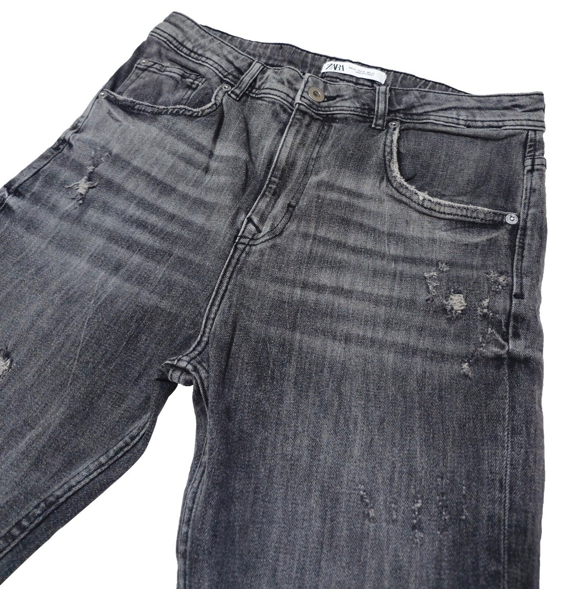 ZARA Jeans Pants Men's Gray Jeans Pant Stretched Waist Size 32*26 In Cotton