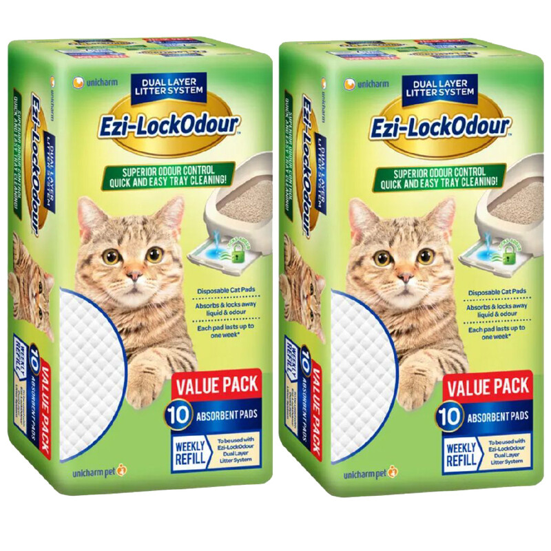 2 x10 Ezi LockOdour Cat Litter System Absorbant Cat Pads Ezi Lock Odour