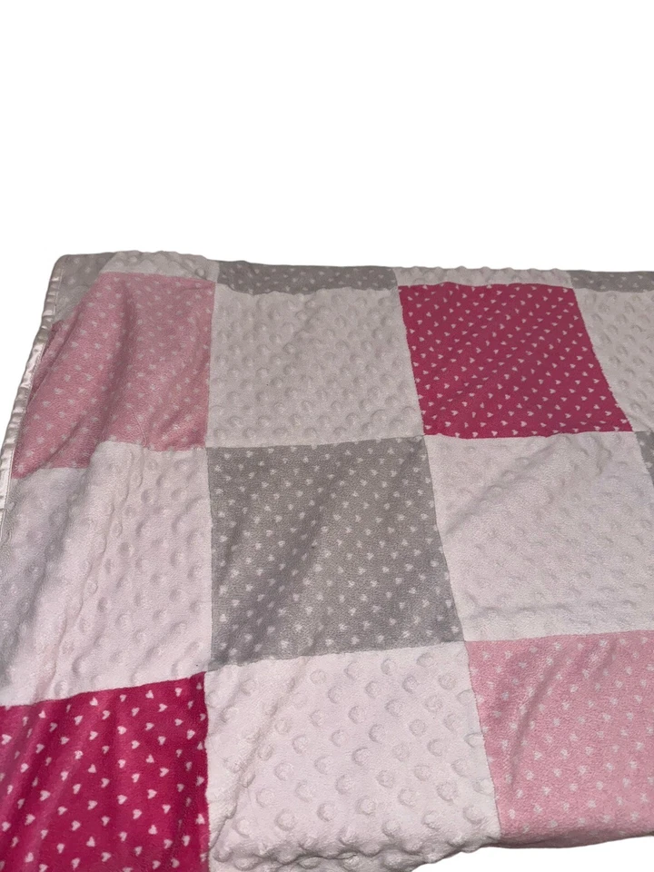 Manta Bebé Recién Nacida Seguridad Lovey Rosa Minky Patchwork LEER Foto 2 de 4