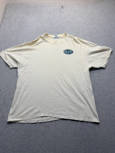 Y2K Hanes BEEFY T-Shirt Mens XXL Cream AIT Graphic Agape International Training