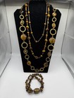 14K Yellow Gold 585 Tiger's Eye Bead Station Necklace 18" 7.76g — photo 8