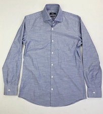 Hugo Boss Slim Fit Size 15 Euro 38 Mens Gray Spread Collar Long Sleeve Shirt