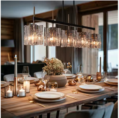 LNC Echonalyri Modern 5-Light Glam 35.4 in. W Black and Brass Island Chandelier