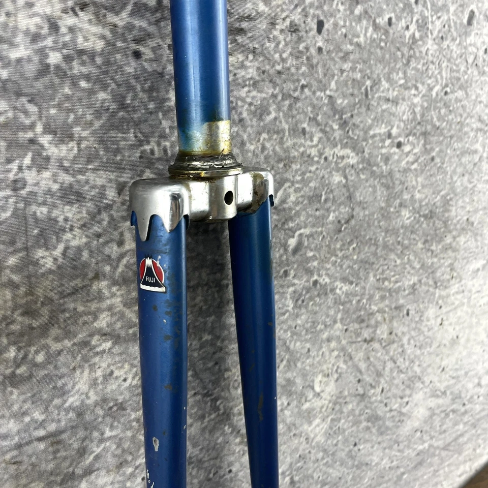 Vintage Fuji Road Bike Fork 27 1in Threaded Steel SunTour 1980s Blue Chrome - Image 3 of 4
