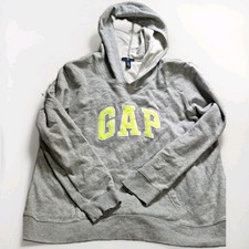Gap Men s Gray Pullover Hoodie Size L Cotton Blend Fleece Logo Pocket