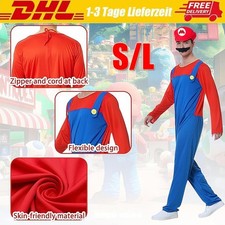 NEU Herren Kostüm Super Klempner Mario und Luigi mit Mütze S L Fasching Karneval