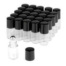 Wresty 25 Pcs Clear Glass Mini Roll On Bottles Empty Essential Oil 2ml, clear