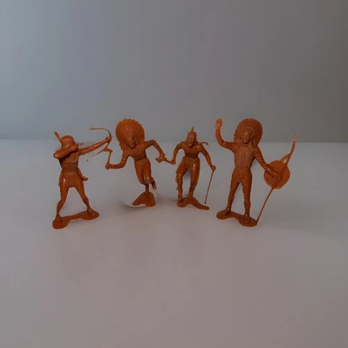 Vintage 1960’s Louis Marx Native American Indian 6” Figure Toy Lot of 4 Used VGC