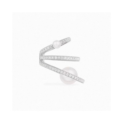 APM Monaco Multi Layer Pearl Single Ear Cuff Pave Crystal No Piercing Earring