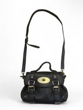 Mulberry Mini Alexa satchel Aubergine heavy grain leather gold-tone hardware.
