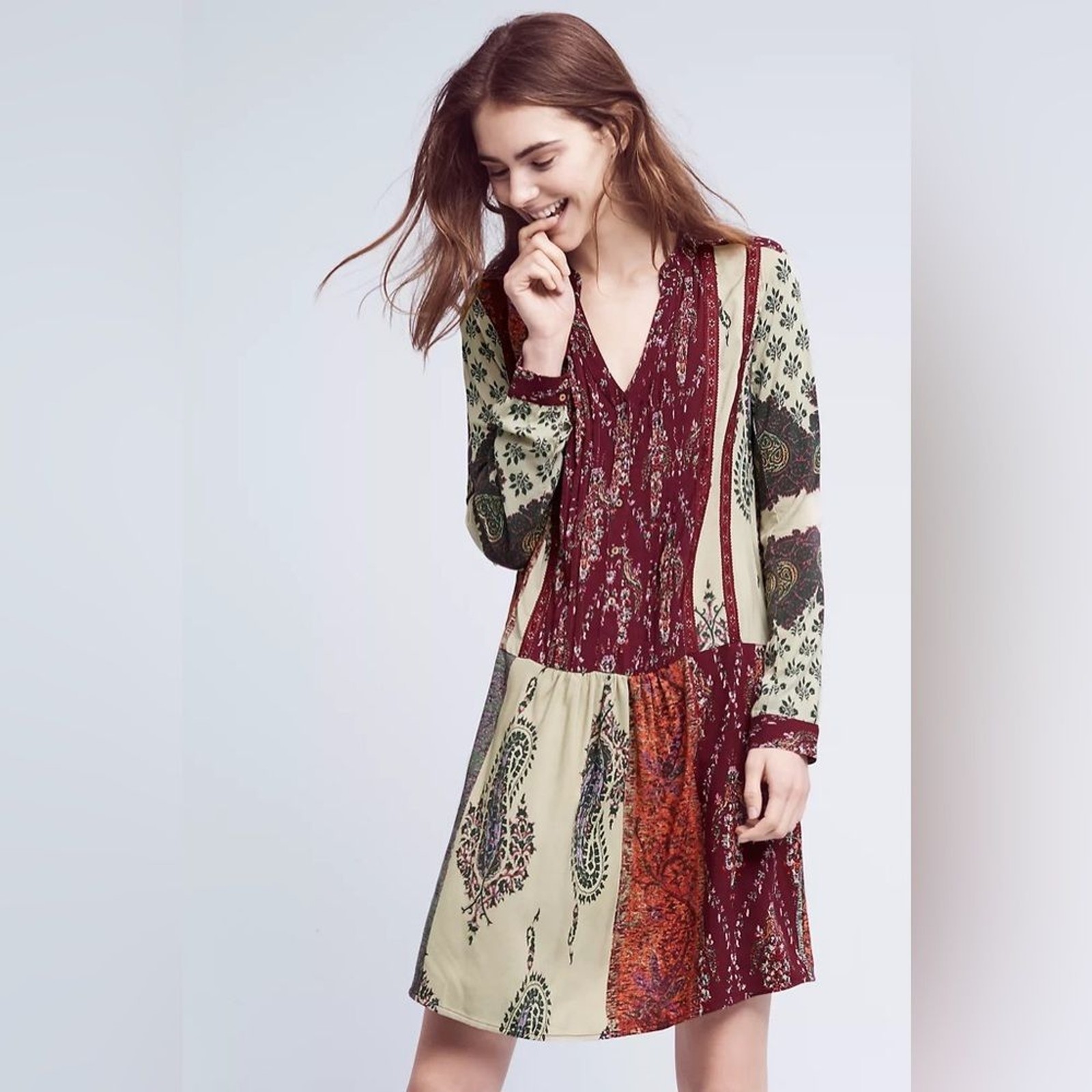 Anthropologie Tiny Patchwork Print Shirtdress Shi… - image 1