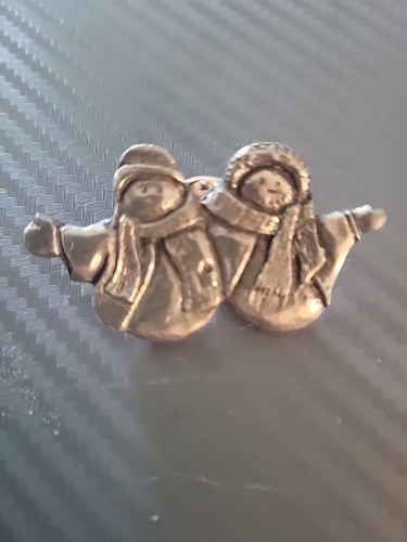 Vtg Barker Pewter Snowmen Pin - Picture 2 of 4