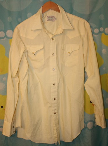 H BAR C California Ranchwear Beige Bone Western Snap Button Shirt Men's 17 35