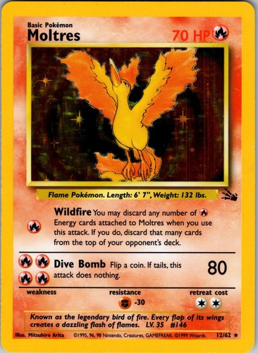 Pokemon Moltres 12/62 Fossil Holo Rare LP