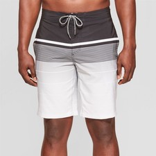 Goodfellow Co Striped Board Shorts Mens Size 36 10" Inseam Black/Gray