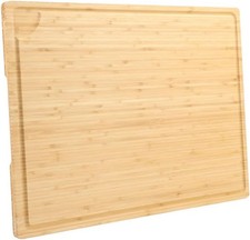 BRAVECOW Bamboo Cutting Board Extra Large 24inch Wooden Butcher Block Sink Chop