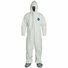 25 Pc Tyvek 400 Coverall Hooded Respirator Fit Booted 4XL White TY122SWH4X002500