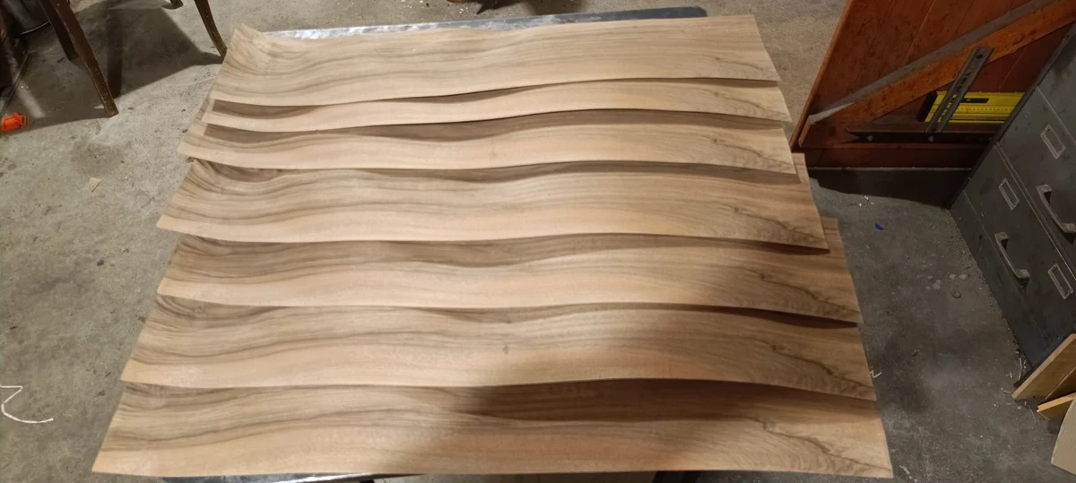 Lote de 7 hojas de chapa madera nogal longitud 77 cm ancho 15 cm
