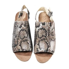 SOLE SOCIETY Wedge Heel Espadrilles,  Snakeskin Beige, Size 7.5