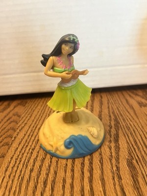 4'' Sun Dancing Hula Girl Dress Luau Green & Pink Ukulele 