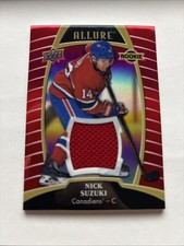 19-20 Upper Deck Allure Red Rainbow Rookie Jersey Card Nick Suzuki. rookie card picture