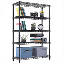 5 Tiers Steel Adjustable Garage Storage Shelving Unit in Black 47.2 In. W X 72.