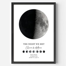 Personalised Moon Phase Print Custom Night Sky Poster Wedding Gift