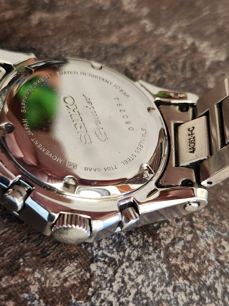SEIKO Premier Chronograph Date Quartz Watch, 7T04-0AA0, Rare White