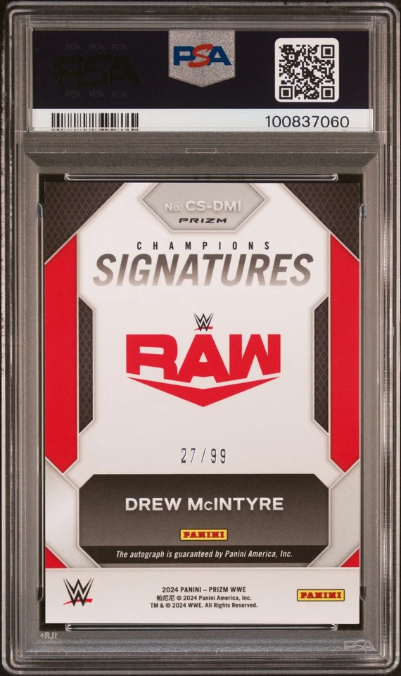 2024 Panini Prizm WWE Champion Signatures Drew Mcintyre #CSDMI Red PSA 9 27/99 - Image 2 of 2