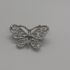 Silver Tone Butterfly Brooch Rhinestone Enamel Pin Women Accessory