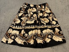 Talbots Collection Petites Black Gold Floral A-Line Midi Skirt Womens 8P Vintage