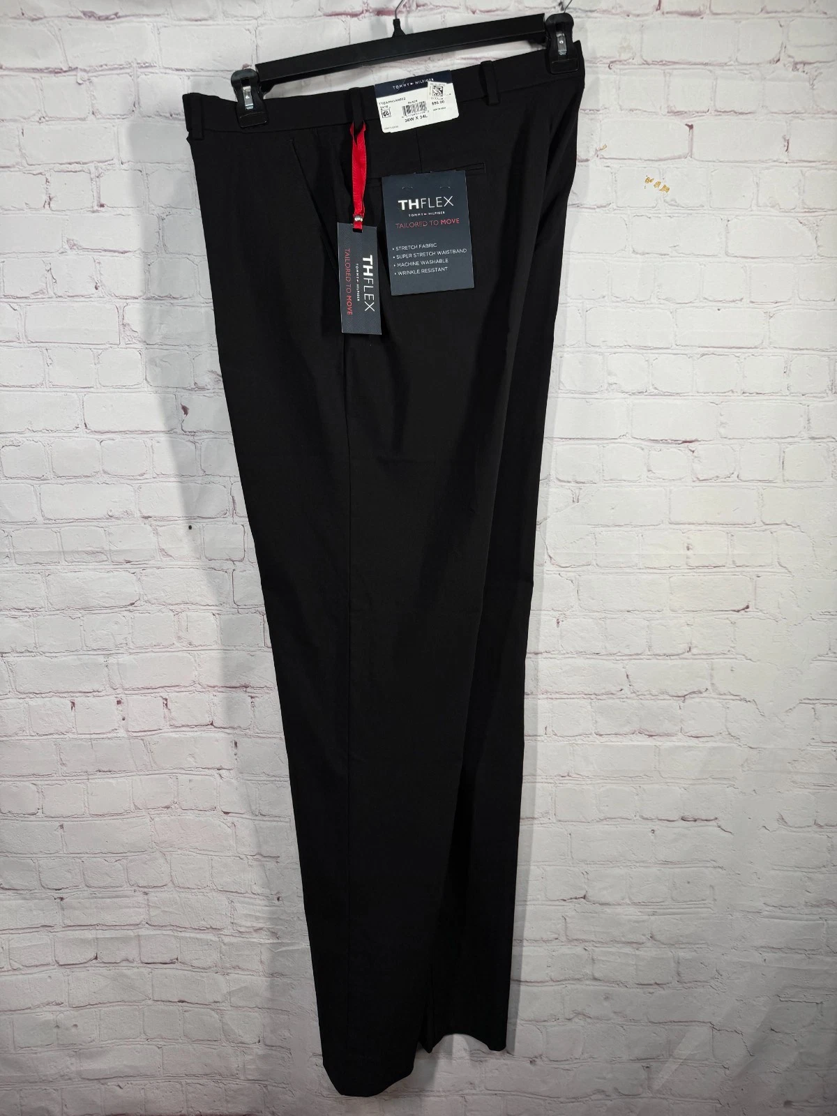 $95 NEW TOMMY HILFIGER Mens Black SUPER STRETCH SLIM Dress Pants/Slacks 36x34