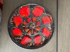 Rare RUSCHA Keramik W.Germany Mid-Century Fat Lava 7 Wall Plate Bowl Red Flowers