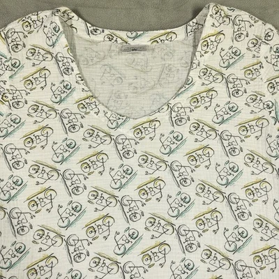 CMC Color Me Cotton Top Size XXL Bicycle Print Muslin Gauze Soft Boxy Lagenlook - Image 1 of 4