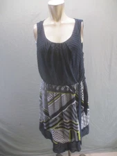 NWT AB Studio Size XL Women Multicolor Sleeveless RoundNeck Asymmetric Dress 443