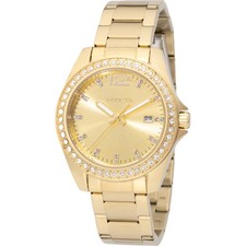 Invicta Women's Watch Angel Quartz Analog Dial Yellow Gold Steel Bracelet 49847
